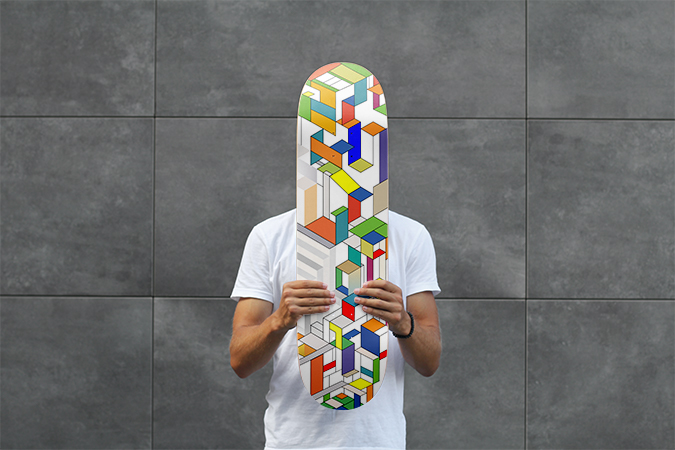 Man holding a skateboard